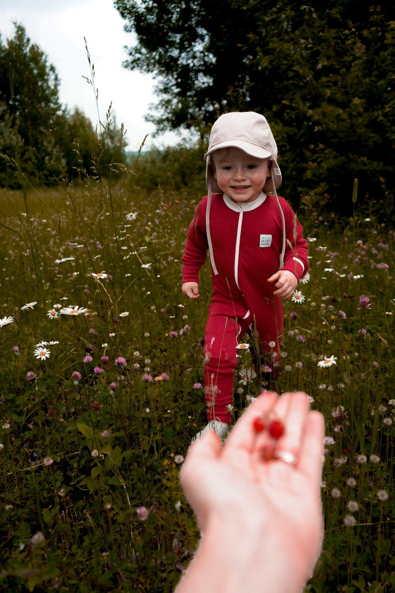 GrowWithMe Merino Wool Thermal Onesie For Babies And Toddler Ruby