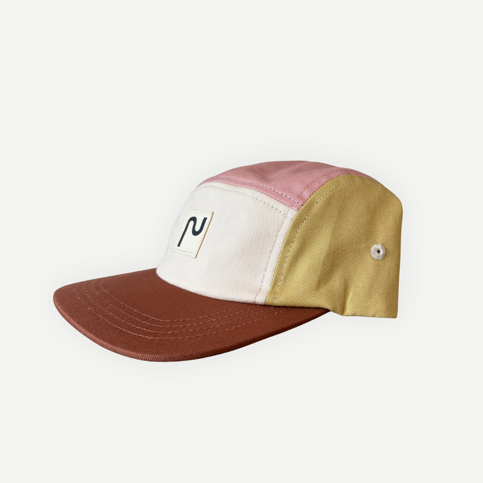 Collection of Casquette 5 panneaux ajustable colorblock en coton – Lila - Adulte in a gallery layout