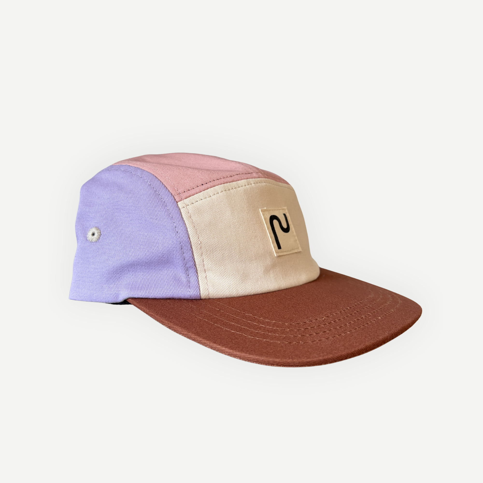 Collection of Casquette 5 panneaux ajustable colorblock en coton – Lila - Adulte in a gallery layout
