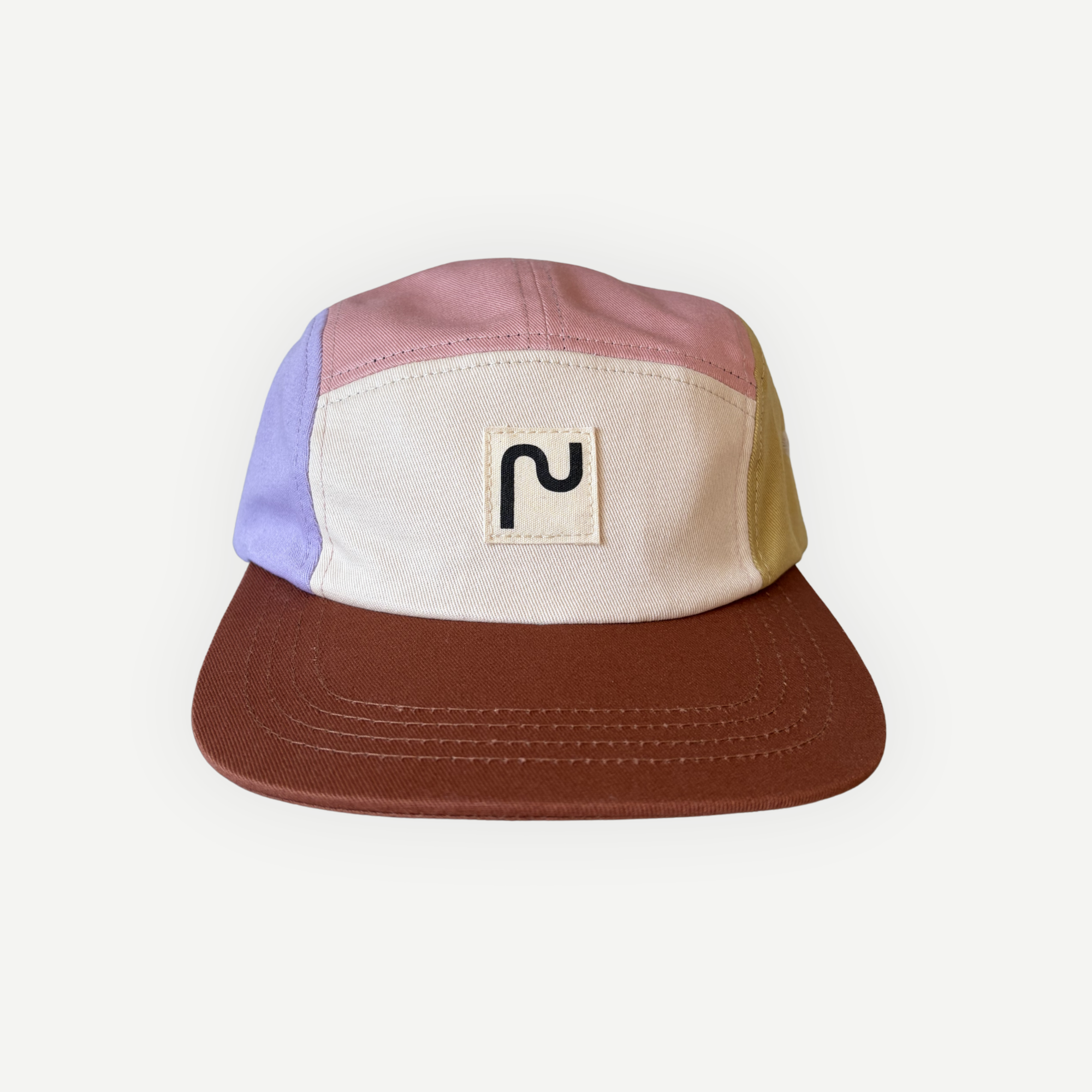 Collection of Casquette 5 panneaux ajustable colorblock en coton – Lila - Adulte in a gallery layout