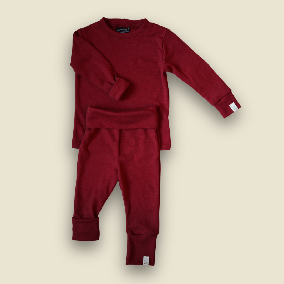 Collection of Ensemble thermique évolutif à col rond en laine de mérinos - Rubis - Timininous in a gallery layout