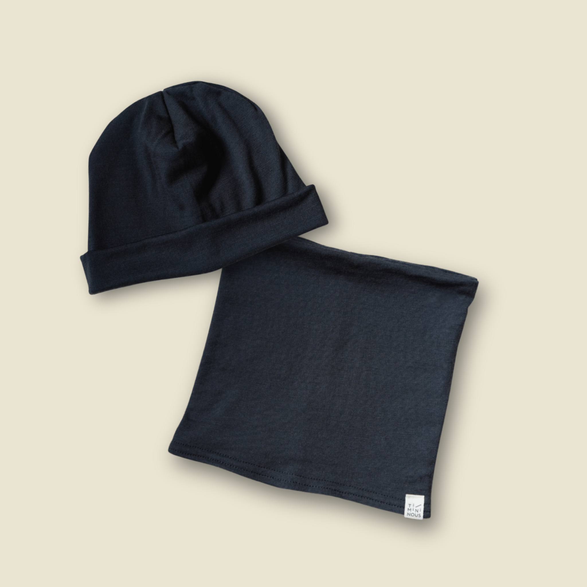 Collection of Kit - Accessoires thermiques bonnet et cache - cou en laine de mérinos - Rocher - Timininous in a gallery layout