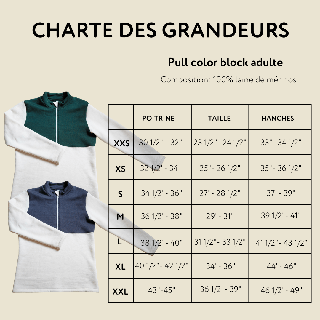 Collection of Pull «color block» en laine de mérinos molletonnée pour adulte - Émeraude - Timininous in a gallery layout